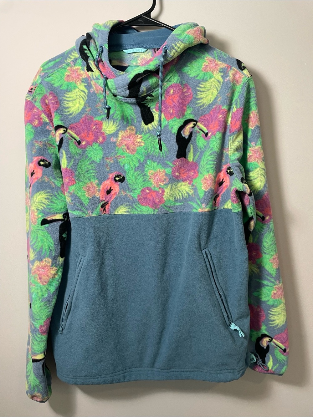 chubbies Tropical Toucan Fleece Pullover - Blue, Green, Pink